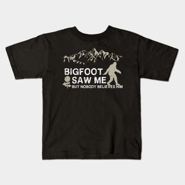 Bigfoot Saw Me Kids T-Shirt by mintipap